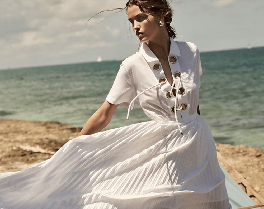 J.Crew Collection Maris White Cotton Poplin Pleated Maxi Dress Size 16